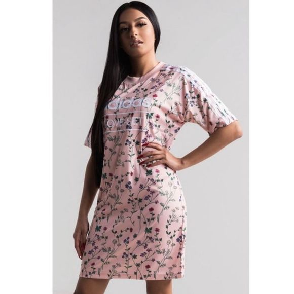 adidas Dresses & Skirts - Adidas Dresses Adidas Love Set Women's Floral Printed T Shirt Mini Dress M